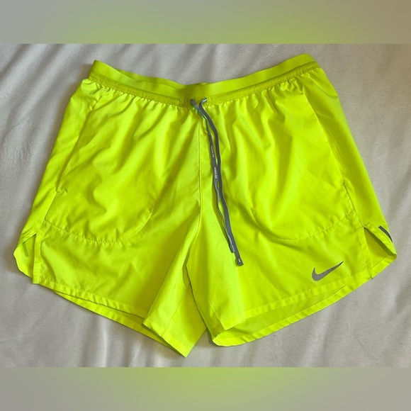 Nike Pants - Nike Dri-Fit Women’s Fluorescent Yellow Running Shorts with Pockets Size Medium